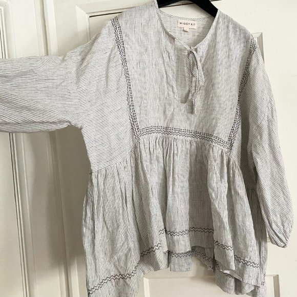 Wiggy Kit Striped Linen "Libertine" Top, size Large - Picture 6 of 7